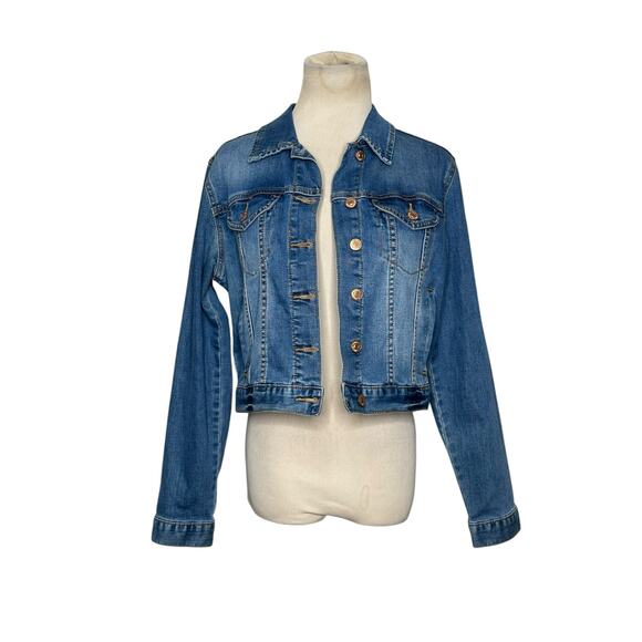 Forever 21 blue denim long sleeves button jean jacket size M - Picture 7 of 13